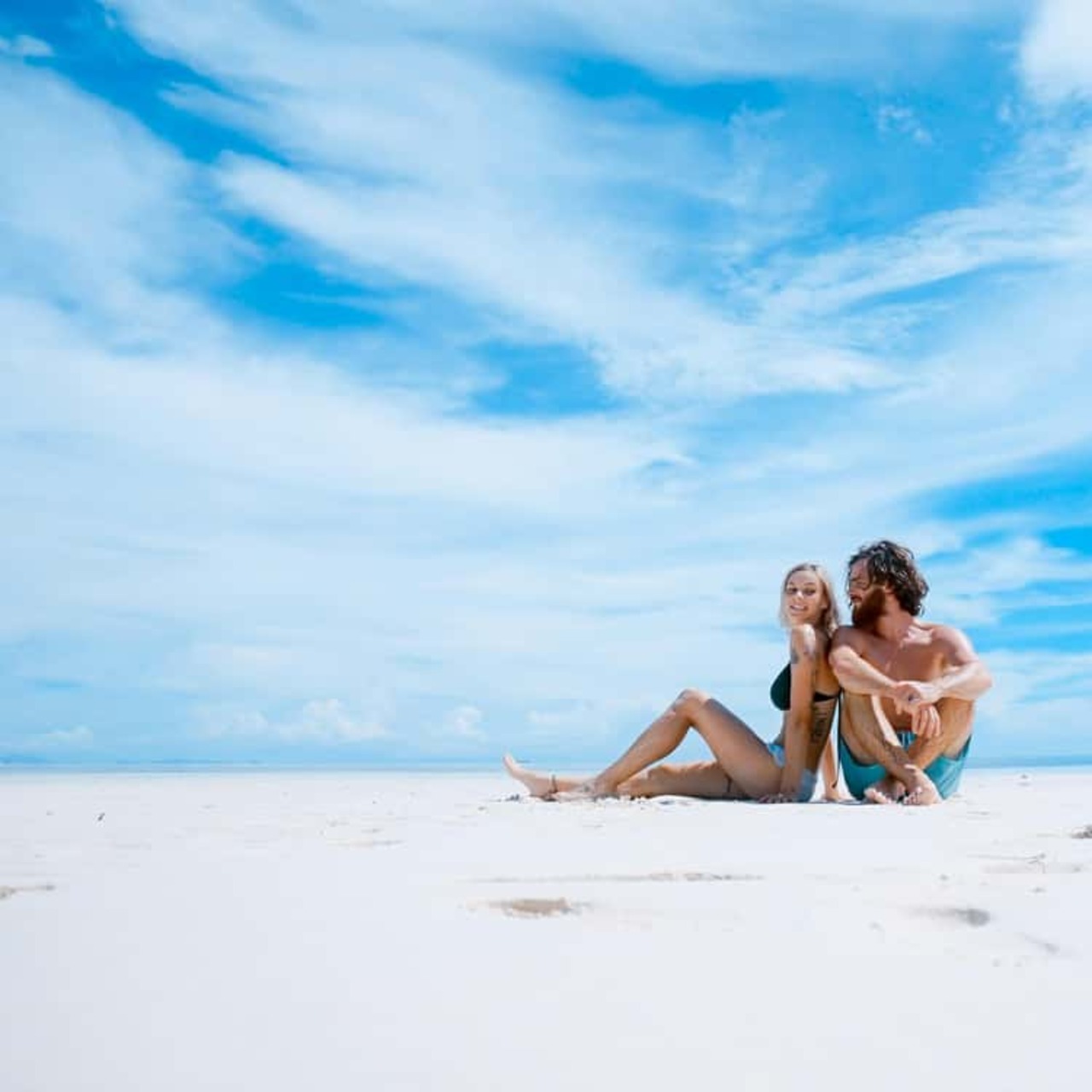 Relaxing on white sand beach