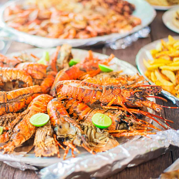 Spiny lobster platter