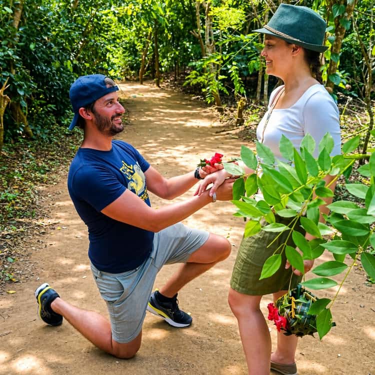 Romantic forest moment